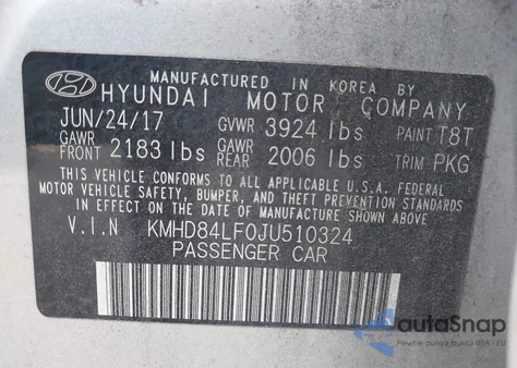 2018 Hyundai Elantra Sel из США, поврежденный, VIN KMHD84LF0JU510324